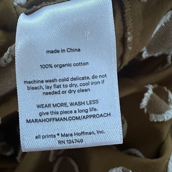 Mara Hoffman Calypso Midi Dress in Olive Brown Polka Dot Size L - Picture 8 of 8